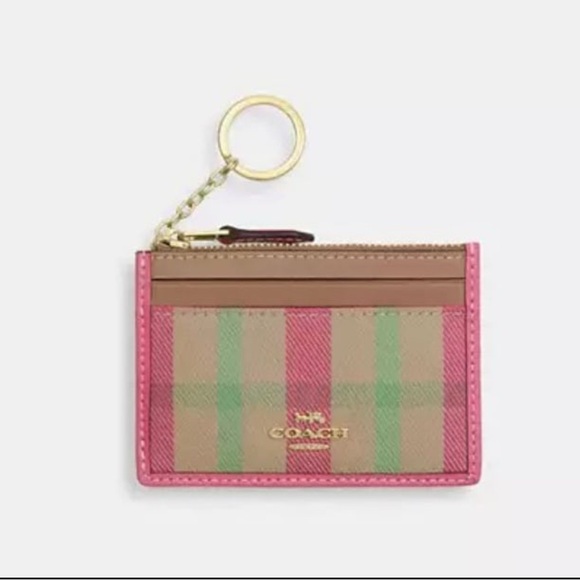 NWT Coach Mini Skinny Id Case With Plaid Print - Picture 1 of 3